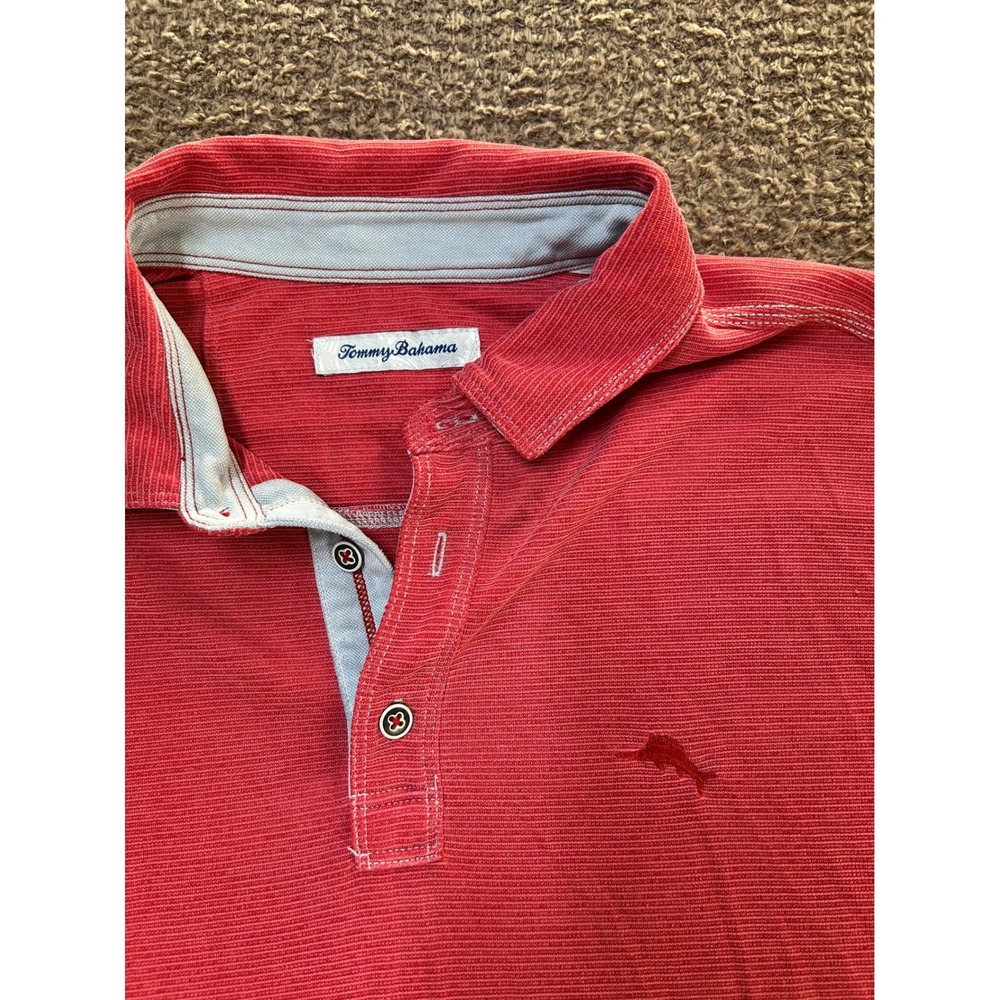 Tommy Bahama Mens Red Tencel Blend Short Sleeve Polo Shirt ST225393 Size L - Picture 6 of 8